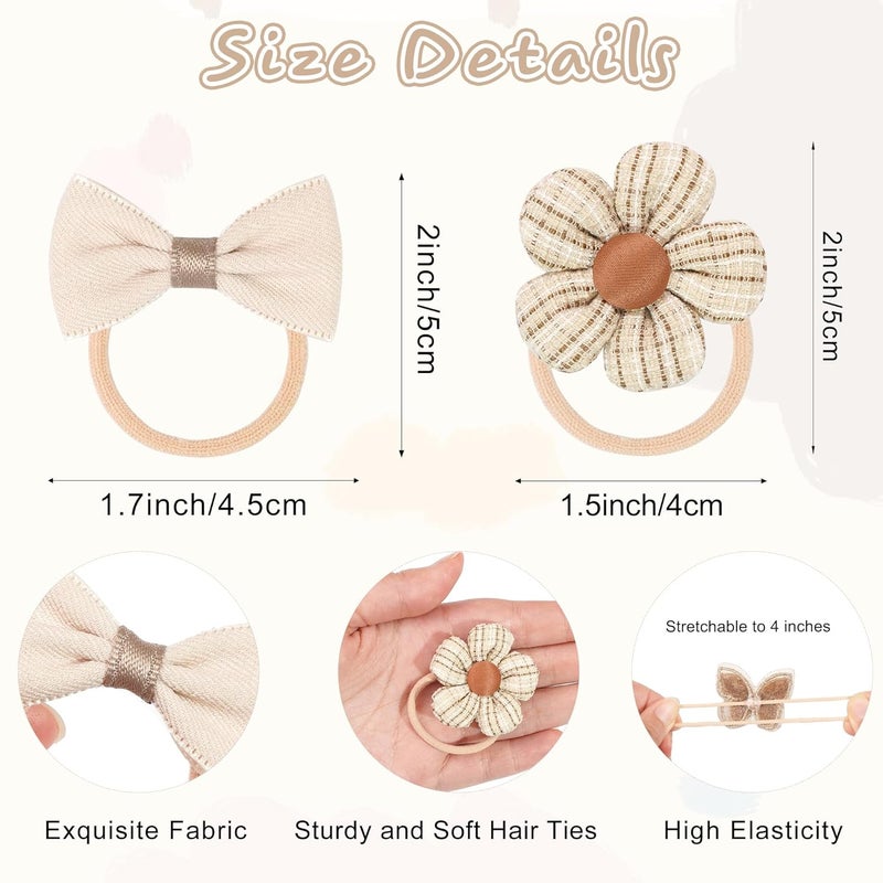 DED Baby Hair Ties with Bows, 20pcs Baby Hair Bows Elastic Ponytail Holders Toddler Hair Accessories for Infants Baby Girls - Image 2